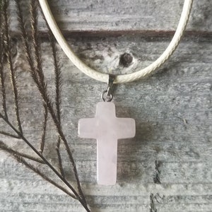 Rose Cross Crystal Stone Boho Necklace 18&quot; inches