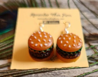 Pendientes colgantes con forma de hamburguesa