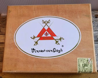 Vintage Vincent Van Gogh Montecristo Wood Cigar Box