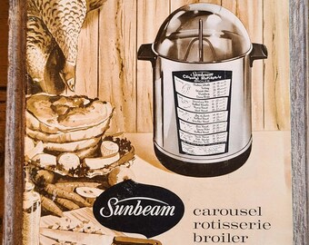 Libro de recetas para asador giratorio Sunbeam Carousel vintage