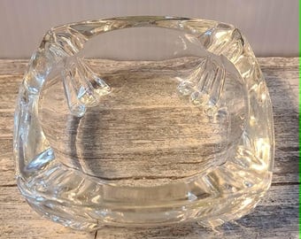 Vintage Heavy Square Glass Ashtray