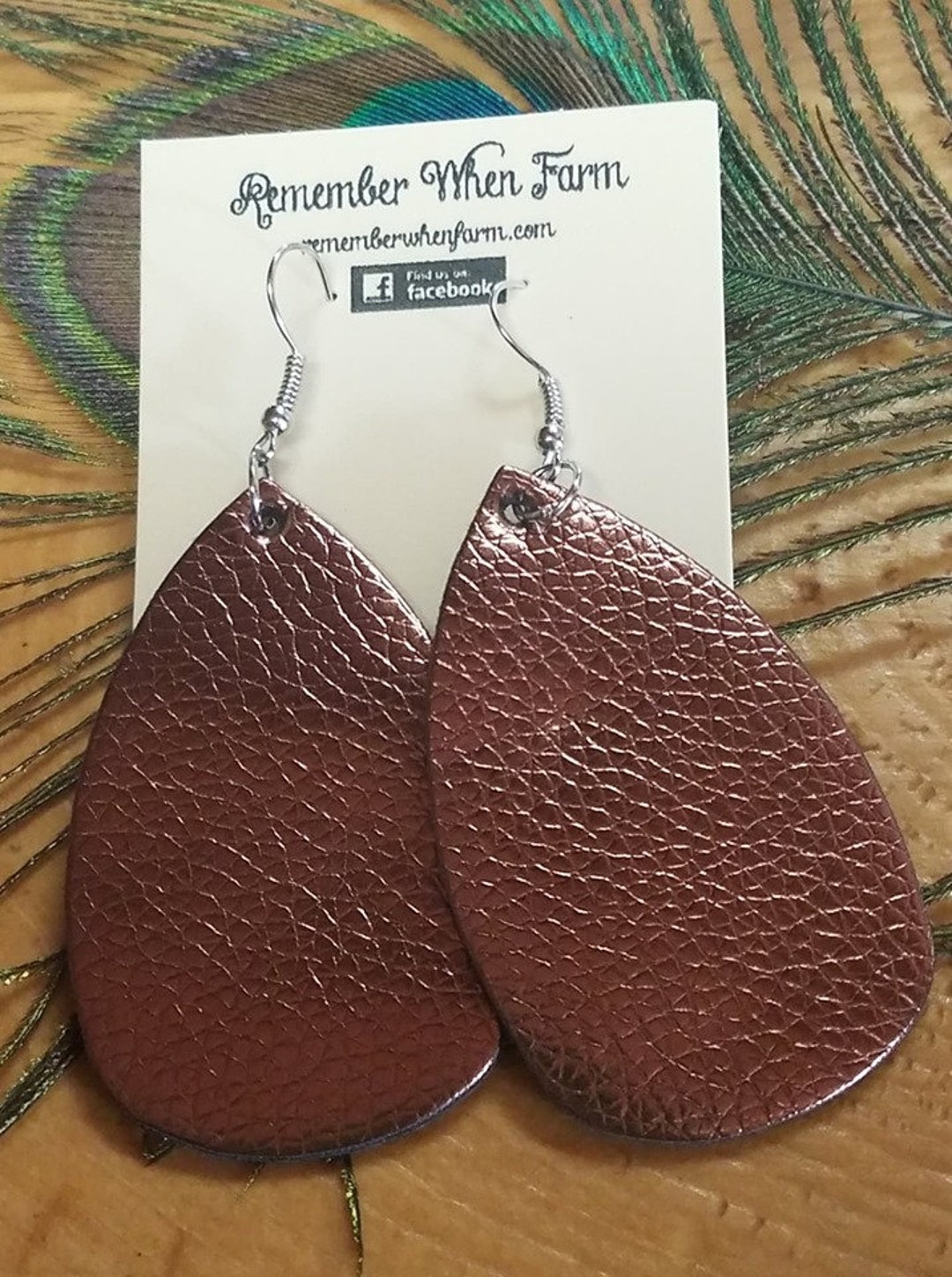 Faux Leather Copper Metalic Teardrop Earrings Etsy
