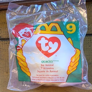 Vintage Quacks the Duck McDonalds Happy Meal toy Ty Beanie Baby NIB new in bag