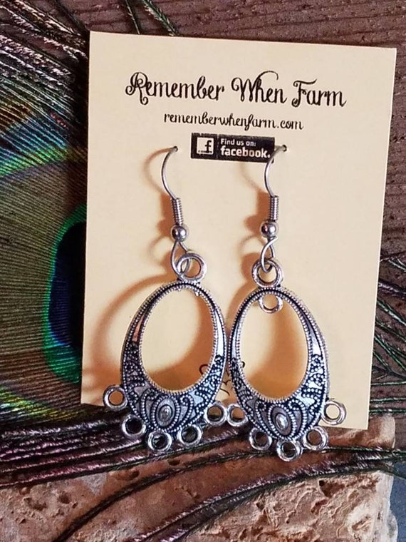 Silver Vintage Style Earrings Fish Hook Dangle Style Etsy