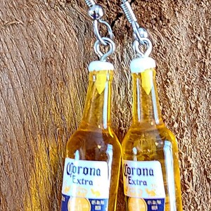 Beer Bottle Earrings fish hook dangle style silver