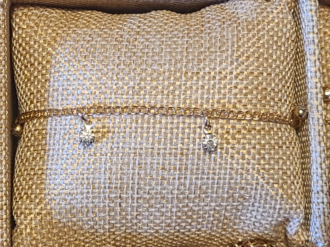 Delicate Gold Faux Diamond Anklet/bracelet Etsy