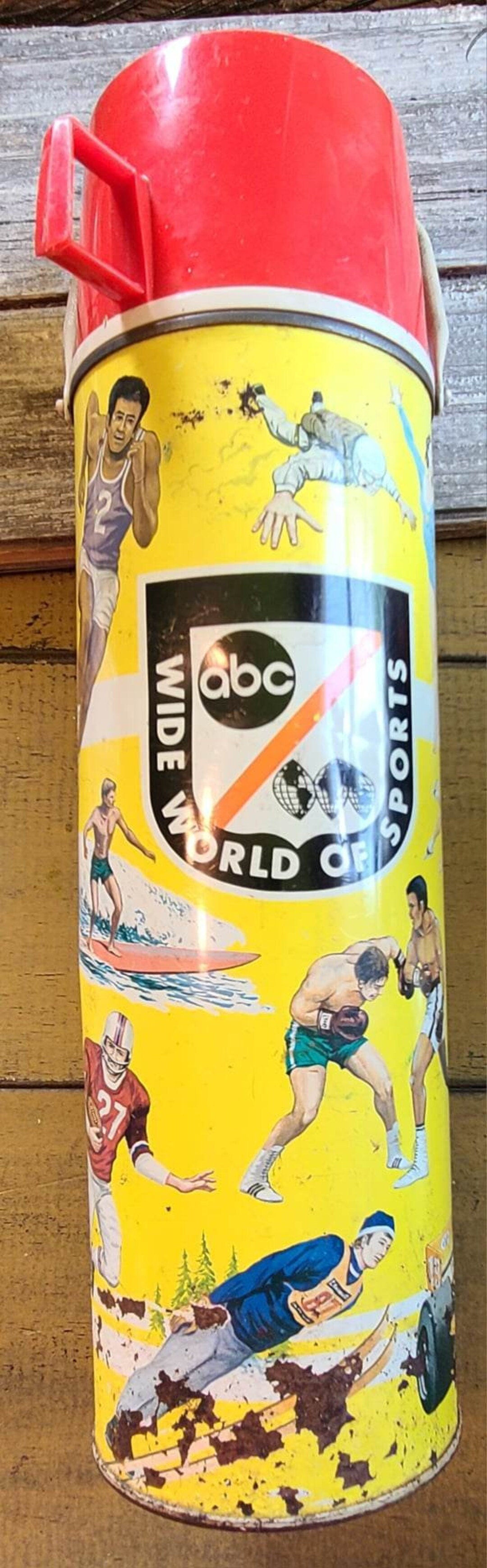 1976 ABC Wide World of Sports Thermos Kingseeley Yellow Olympics Etsy