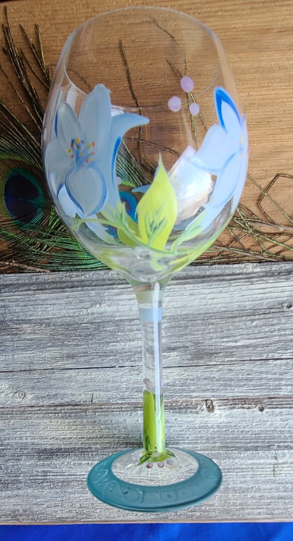 Hand Painted Flower Wine Glasses Set of 4 Large Etsy