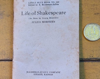 Vintage Antique Little Blue Book number 528 Life of Shakespeare Haldeman-Julius Company Girard Kansas