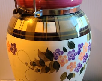 Vintage Oneida Strawberry Plaid Ceramic Container with Latch