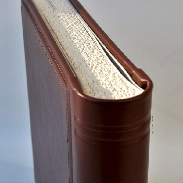 Personalizable Large Leather Photo Album 13,7" x 13,7" - Square Brown Formal Wedding Scrapbook 35 x 35 cm