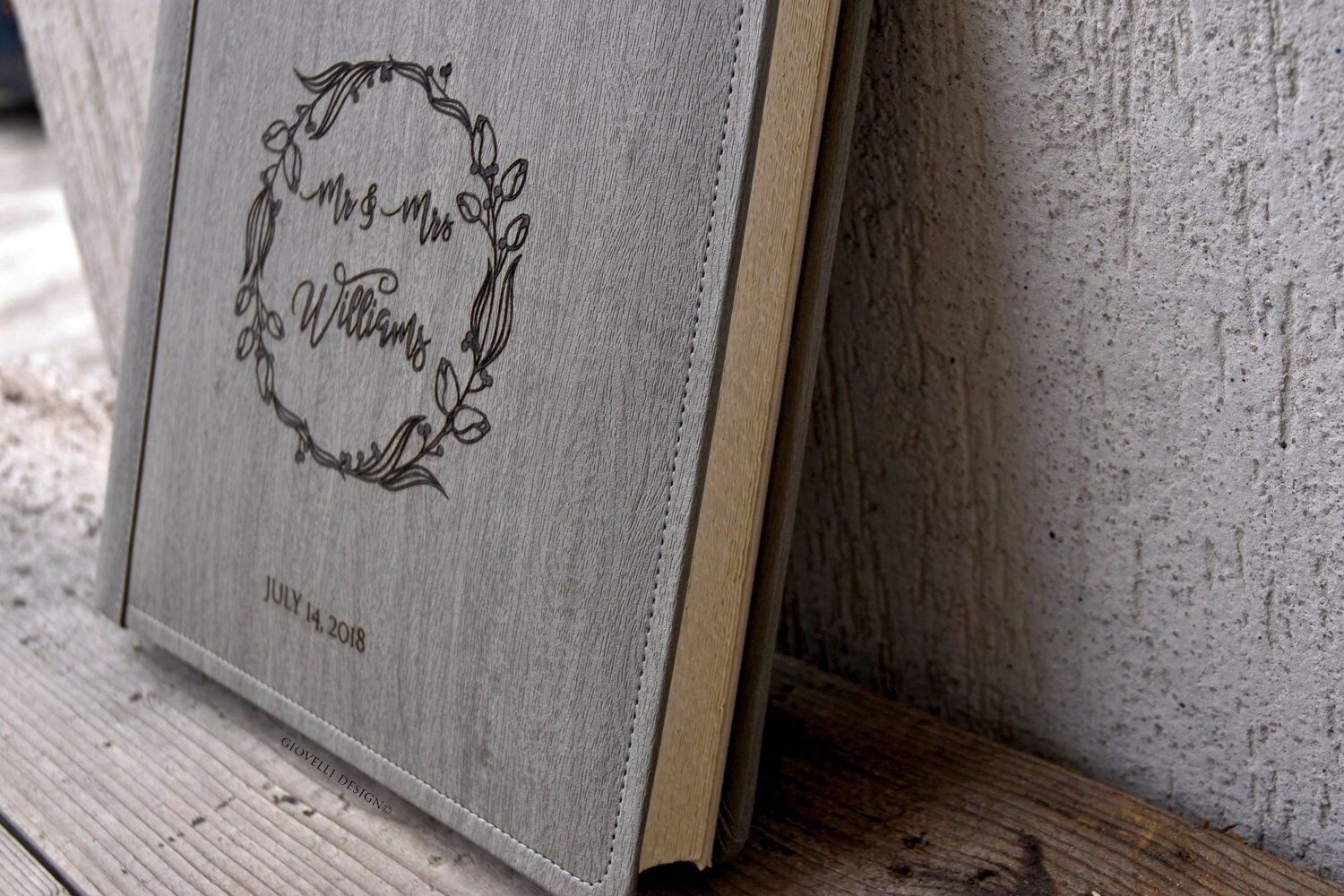 Personalized Wedding Guestbook Mr And Mrs With A Beautiful Wreath