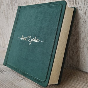 Álbum de recortes de boda personalizado con tela de gamuza con lámina de oro: regalo perfecto para recién casados y parejas que celebran su aniversario