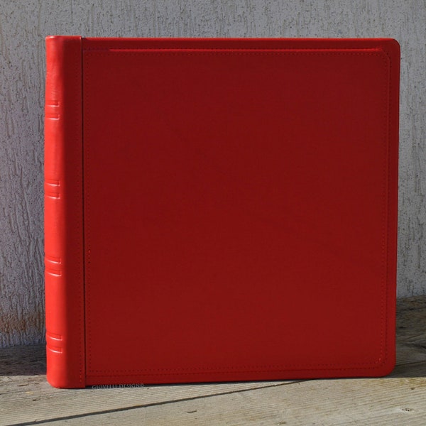 Personalized Leather Graduation Photo Book - Square Red Scrapbook Album