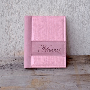 Album Fotografico da Battesimo Personalizzabile - Album Classico in Similpelle Rosa per Nascita Bimba