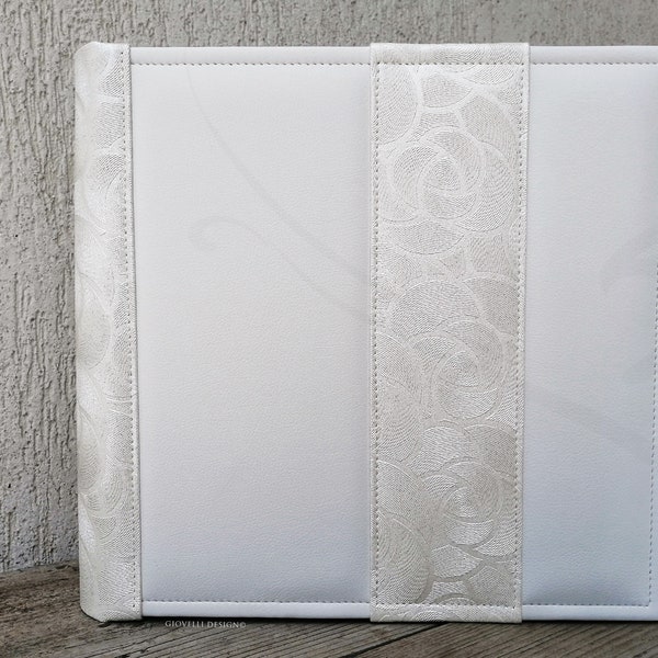 Traditional Wedding Photo Album - Square White Leatherette Family Scrapbook