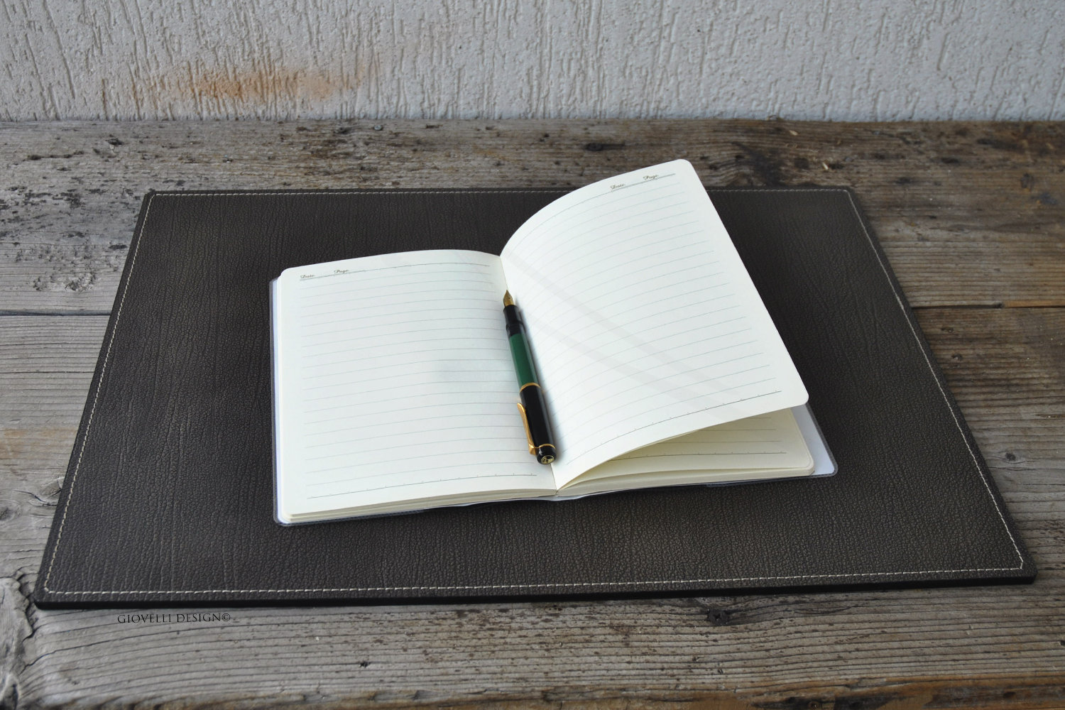 Gray Leather Desk Pad For Laptop Or Keyboard Made In Italy