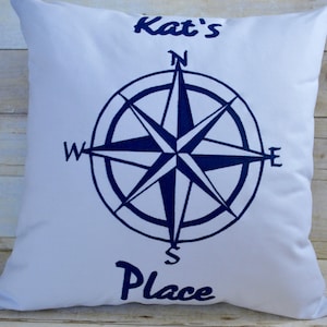 Nautical Pillow, Compass Pillow,Coordinates Pillow,Housewarming Gift,Anniversary Gift,Birthday Gift,New House,Boat Decor,Living Room Decor