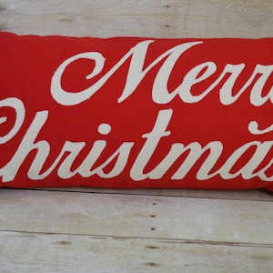Merry Christmas Pillow, Red and Cream Pillow, Christmas Decor, Holiday Decor, Christmas Pillow, Christmas Gift,Holiday Gift