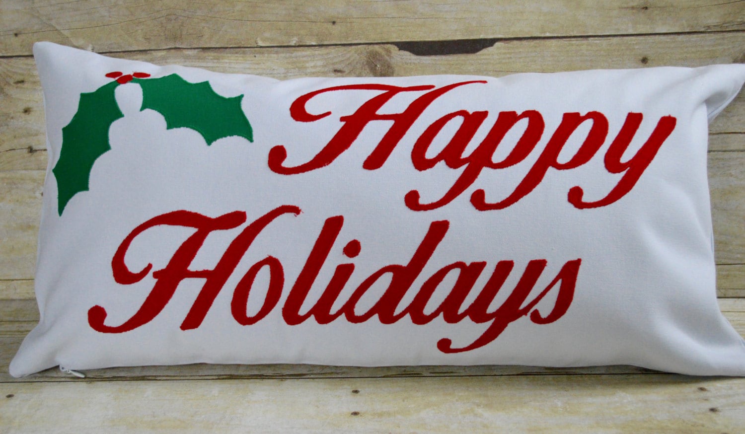 Happy Holidays Pillow Red and Cream Pillow Christmas Decor Etsy