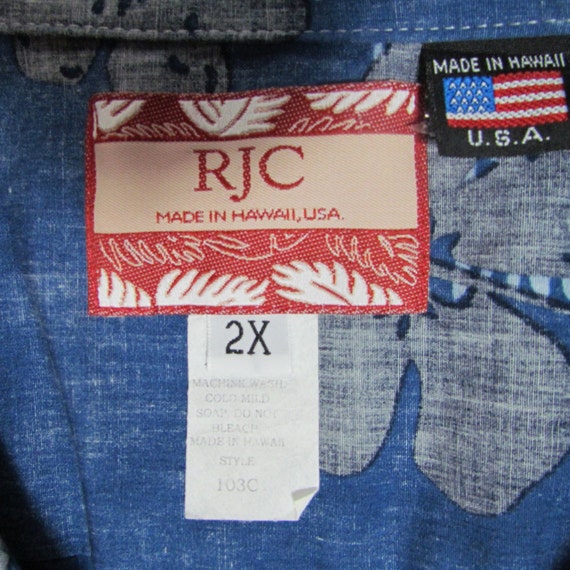 RJC Mens 2X Hawaiian Short Sleeve Blue Shirt Vint… - image 3