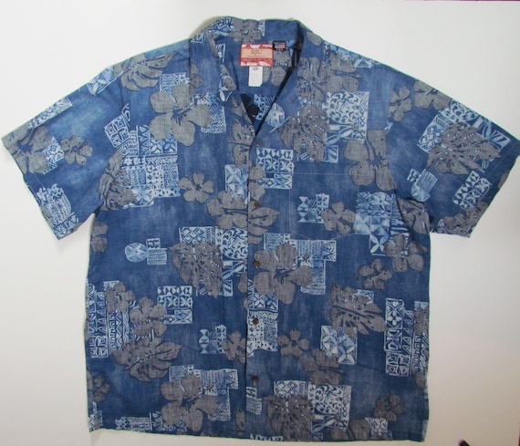 RJC Mens 2X Hawaiian Short Sleeve Blue Shirt Vint… - image 1