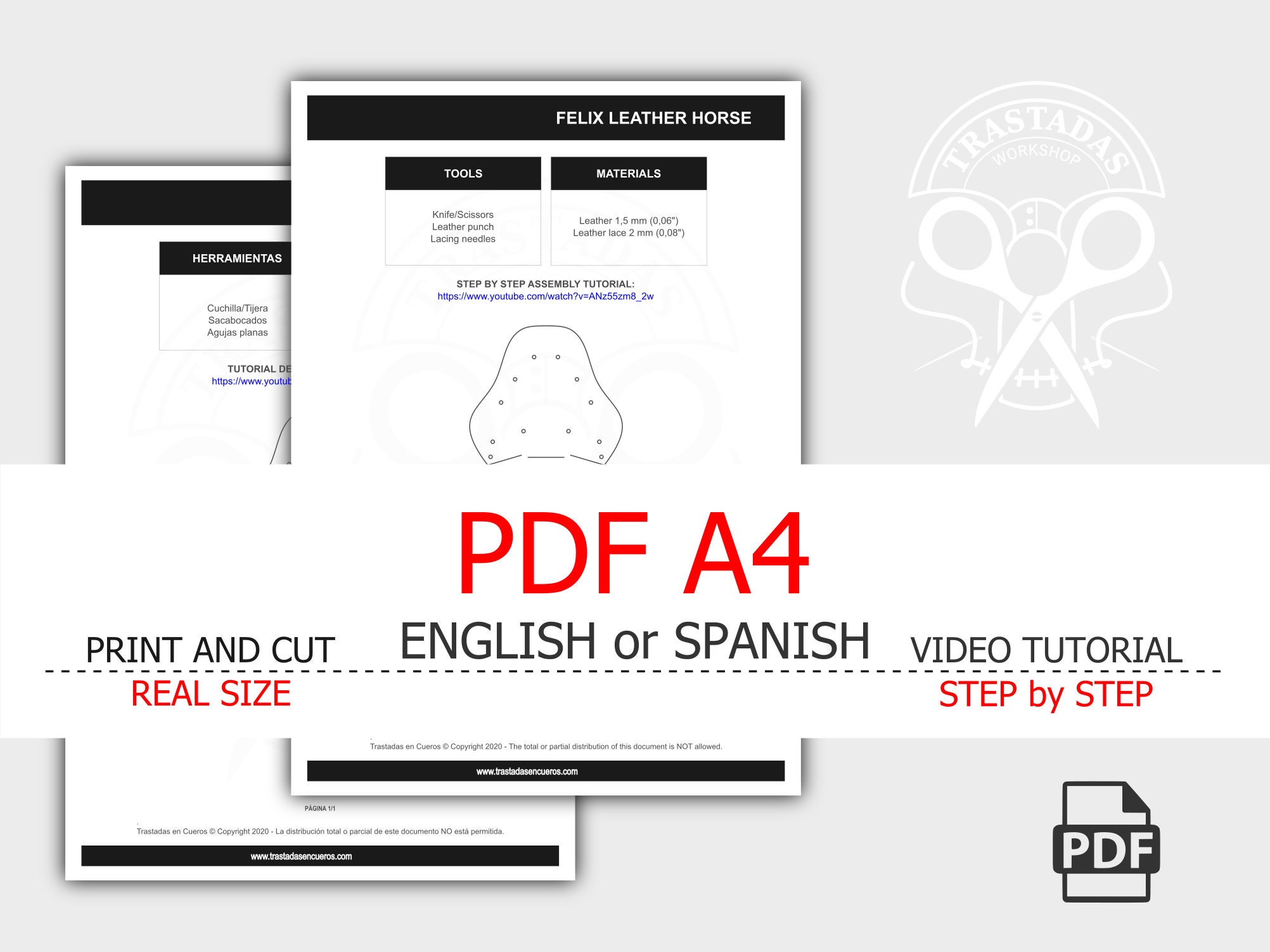 Hanging keys with animals Leather pig Leather pattern PDF A4 Pig 3D