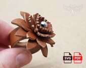 PDF leather pattern, SVG Laser Cut, Flower ring for 4 different sizes, Spring women's ring, Original gift handmade jewelry