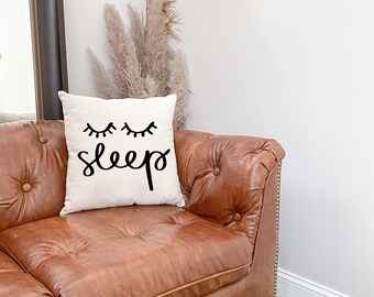 Throw Pillow: Sleep, home decor, cushion cover, calligraphy pillow, decor pillow, calligraphy home decor