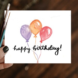 Watercolor card: birthday card, happy birthday card, painted card, handpainted card, handmade card, greeting card, watercolor greeting card