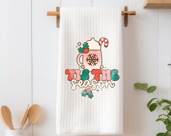 Tis the season towel, house kitchen towel, hand towel, kitchen wedding gift, Christmas towel, Holiday towel, tea towel