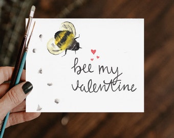 Watercolor card: Valentines Day Card, be my valentine, painted card, painted card, happy Valentine’s Day, watercolor valentine