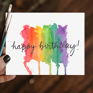 Watercolor card: birthday card, happy birthday card, painted card, handpainted card, handmade card, greeting card, watercolor greeting card