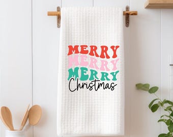 Merry Christmas towel, Christmas towel, holiday towel, house kitchen towel, hand towel, kitchen wedding gift, kitchen gift, holiday gift