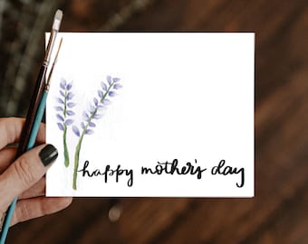 Watercolor card: Mother's Day Card, Mother's Day painted card, handpainted card, handmade card, greeting card, watercolor greeting card