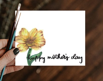 Watercolor card: Mother's Day Card, Mother's Day painted card, handpainted card, handmade card, greeting card, watercolor greeting card