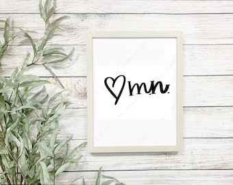 Minnesota printable, MN sign, MN print, MN art, Minnesota digital print, Minnesota digital download,  Minnesota printable, digital art