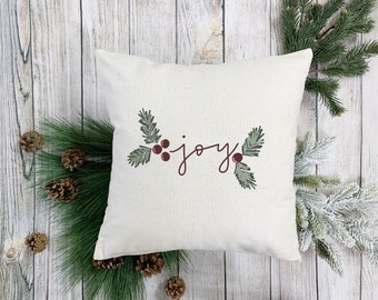 Christmas Pillow: Joy, holiday pillow, christmas throw pillow, holiday throw pillow, christmas decor, holiday decor