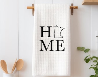 Home towel, Minnesota towel, house kitchen towel, hand towel, kitchen wedding gift, MN towel, tea towel, US State towel