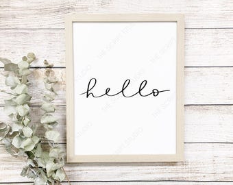 Hello printable art, hello sign, hello print, hello wall art, typography print, digital print, wall art, hello printable, digital art