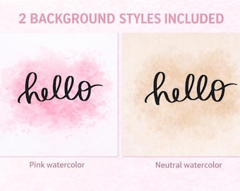 Hello Printable Wall Art, Handwritten Script Print, Pink & Neutral Watercolor Print, Entryway Decor, Instant Download