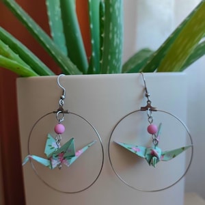 Origami Earrings Flowers Cranes