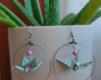 Origami Earrings Flowers Cranes