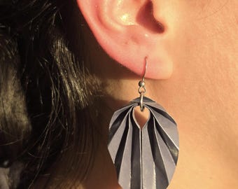 Origami Leaf Earrings · Handmade Paper Leaf Earrings with Resin · Lightweight Unique Jewelry · Origami Gift for Women