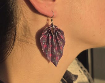 Origami Leaf Earrings · Handmade Paper Leaf Earrings with Resin · Lightweight Unique Jewelry · Origami Gift for Women