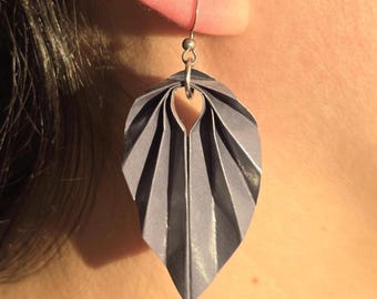 Origami Leaf Earrings · Handmade Paper Leaf Earrings with Resin · Lightweight Unique Jewelry · Origami Gift for Women