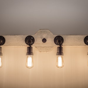 Beam Vanity Light With Industrial Pipe And Edison Bulbs