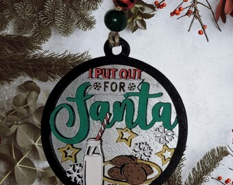 Funny Christmas Ornament – I Put Out for Santa | Hand Painted Layered Wood Ornament | Adult Humor Holiday Decor | White Elephant Gift