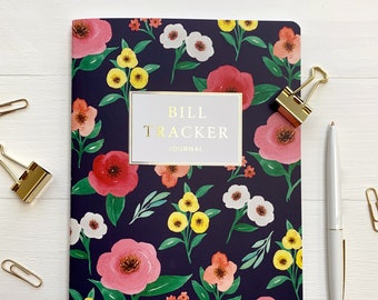 Bill Tracker journal, Undated Floral Planner, 2024 planner, Bill Organizer, Home Office, new year resolution, budget notebook, coworker