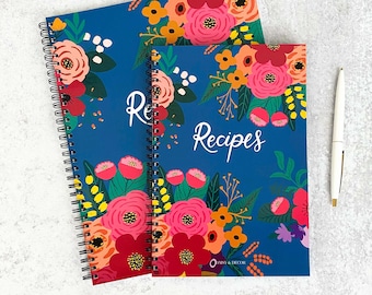 Recipes Floral Journal, Gift for her, Kitchen Recipe Storage, Recipe book, Recipe Notebook, Birthday gift for her, Housewarming house gift